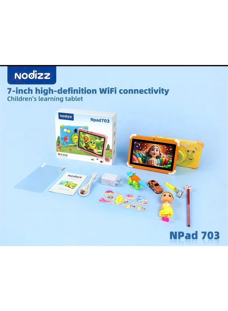 Npad703 Kids Tablet –Android 15.0, 7″ HD Learning Tablet | Android 15, Dual 2MP Cameras, Memory 4GB+128GB, Wi-Fi, 3200 mAh, Durable Kid-Friendly Design, Pink Color - Image 1